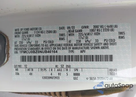 2022 Ford Escape Se Hybrid from USA, damaged, VIN 1FMCU0BZ0NUB46164
